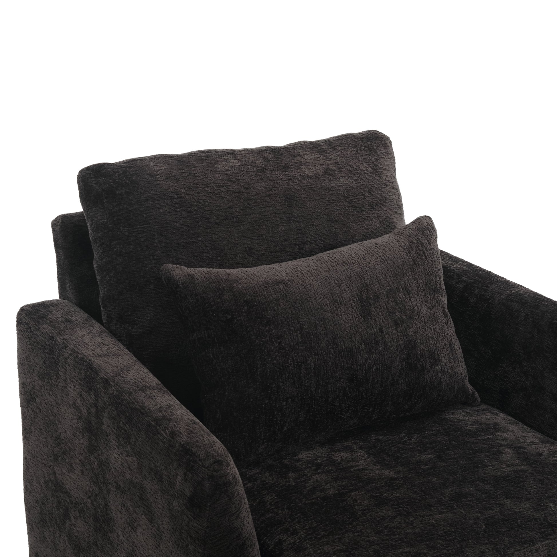 Coolmore Wood Frame Armchair, Modern Accent Chair Lounge Chair For Living Room,Tufted Club Chair, Mid Century Modern Arm Chairs With Studded, Solid Wood Frame, For Bedroom, Reading Black Chenille Black Chenille