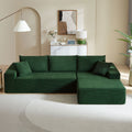 Sectional Sofa Set Separate L Shaped Corduroy Couch Cover For Both Left Right Couch Seat And Back: 1 Chaise 2 Sofa Seater ,Dark Green. Green Corduroy 3 Seat