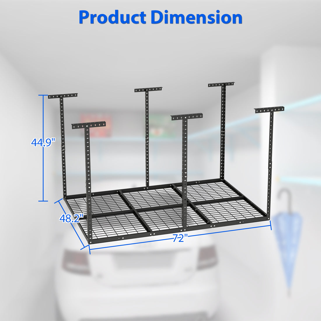 4X6Ft Overhead Garage Storage Rack,Adjustable Garage Storage Organization Systerm,Heavy Duty Metal Garage Ceiling Storage Racks,560Lbs Weight Capacity,Black Black Metal