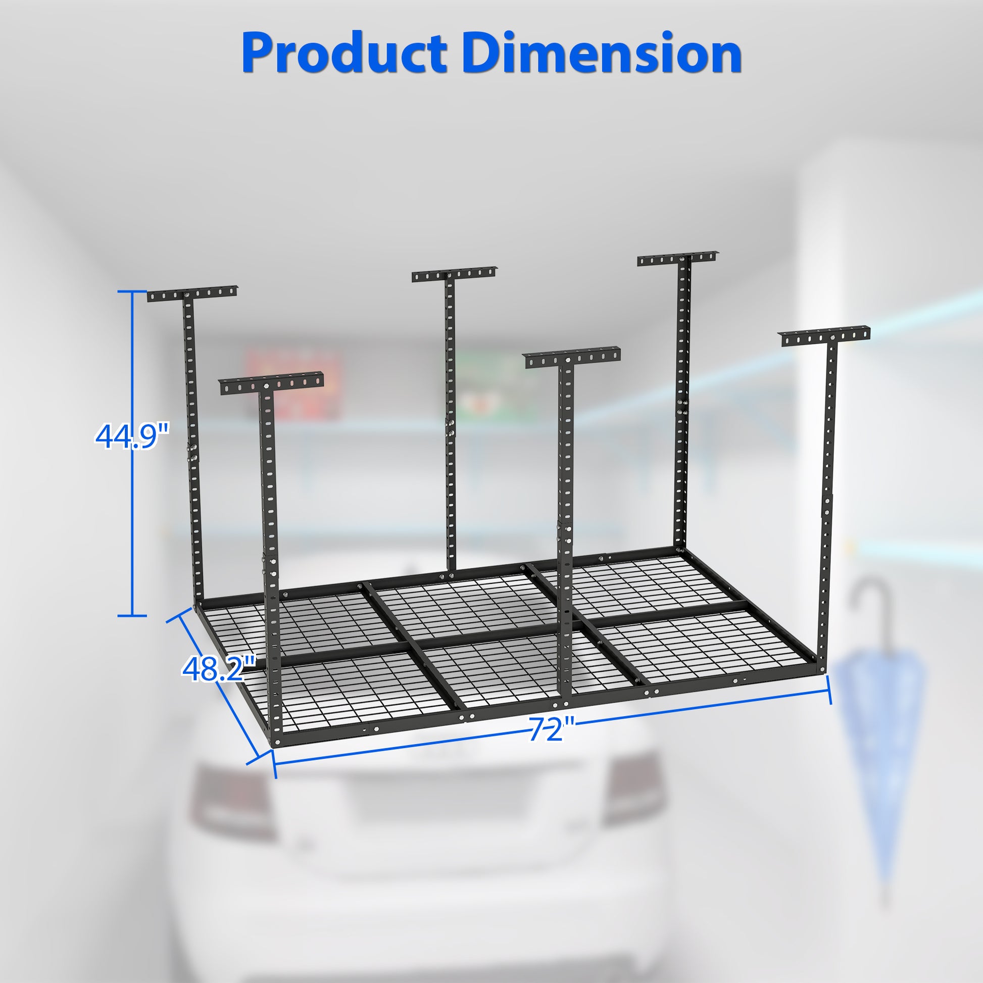4X6Ft Overhead Garage Storage Rack,Adjustable Garage Storage Organization Systerm,Heavy Duty Metal Garage Ceiling Storage Racks,560Lbs Weight Capacity,Black Black Metal