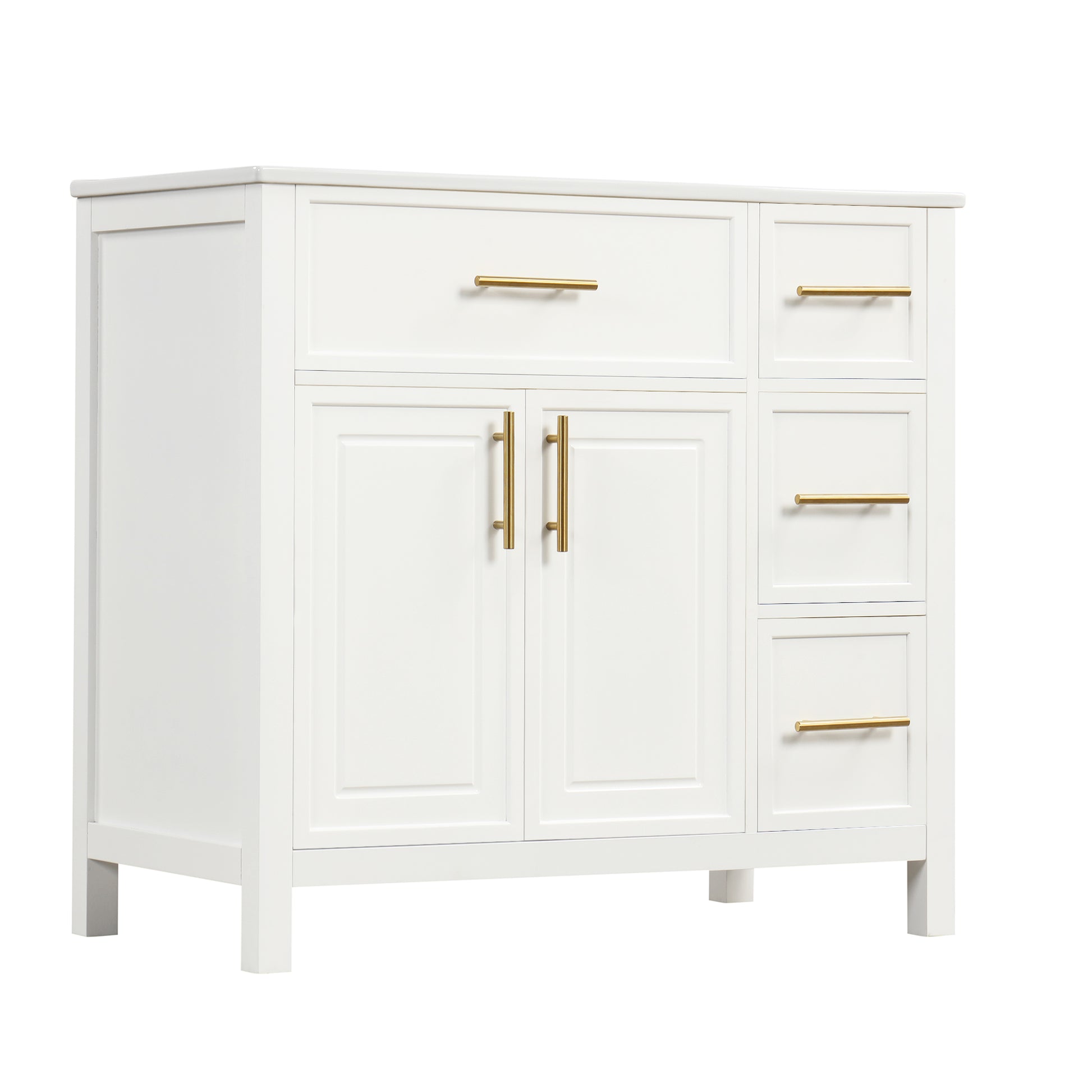 36" Bathroom Vanity With Sink Top, Bathroom Vanity Cabinet With Two Doors And Three Drawers, Solid Woodmdf Boards ,One Package, White Old Sku:Wf319757Aak White Solid Wood Mdf