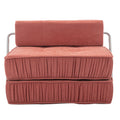 Folding Sofa Bed, Futon Sleeper Chair, Convertible Chair Floor Couch & Sleeping Mattress For Living Room, Guest Room, Home Office, Apartment, Small Space, Bed, Removable Back Cushion, Orange, 1 Seat Orange Chenille Primary Living Space Pillow Back Soft