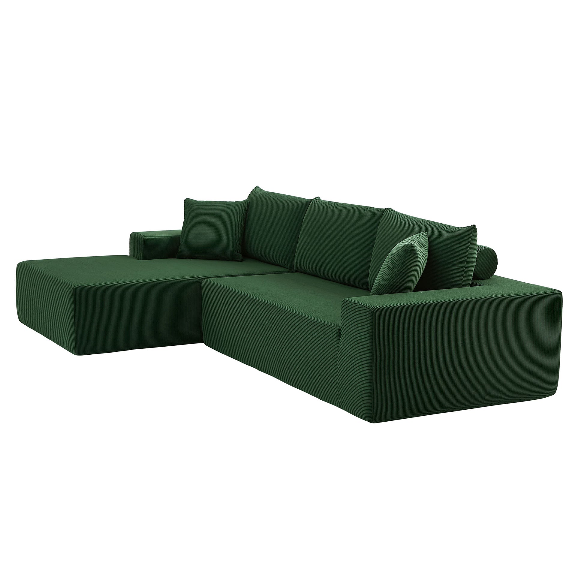 Sectional Corduroy Couch Covers 2 Pcs L Shape Sectional Sofa Couches For Living Room, Bedroom, Salon For Left Chaise,Drak Green. Dark Green Corduroy 3 Seat