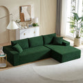 Sectional Sofa Set Separate L Shaped Corduroy Couch Cover For Both Left Right Couch Seat And Back: 1 Chaise 2 Sofa Seater ,Dark Green. Green Corduroy 3 Seat