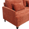 Coolmore Mid Century Modern Chenille Fabric Loveseat Sofa, 2 Seat Upholstered Loveseat Sofa Modern Couch For Living Room,Brown Wood Feet Sofa For Bedroom, Reading Orange Chenille Dark Orange Chenille 2 Seat