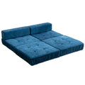 Folding Sofa Bed, Futon Sleeper Chair, Convertible Chair Floor Couch & Sleeping Mattress For Living Room, Guest Room, Home Office, Apartment, Small Space, Bed, Removable Back Cushion, Blue, 1 Seat Blue Chenille Primary Living Space Pillow Back Soft