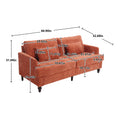 Coolmore Mid Century Modern Chenille Fabric Loveseat Sofa, 2 Seat Upholstered Loveseat Sofa Modern Couch For Living Room,Brown Wood Feet Sofa For Bedroom, Reading Orange Chenille Dark Orange Chenille 2 Seat