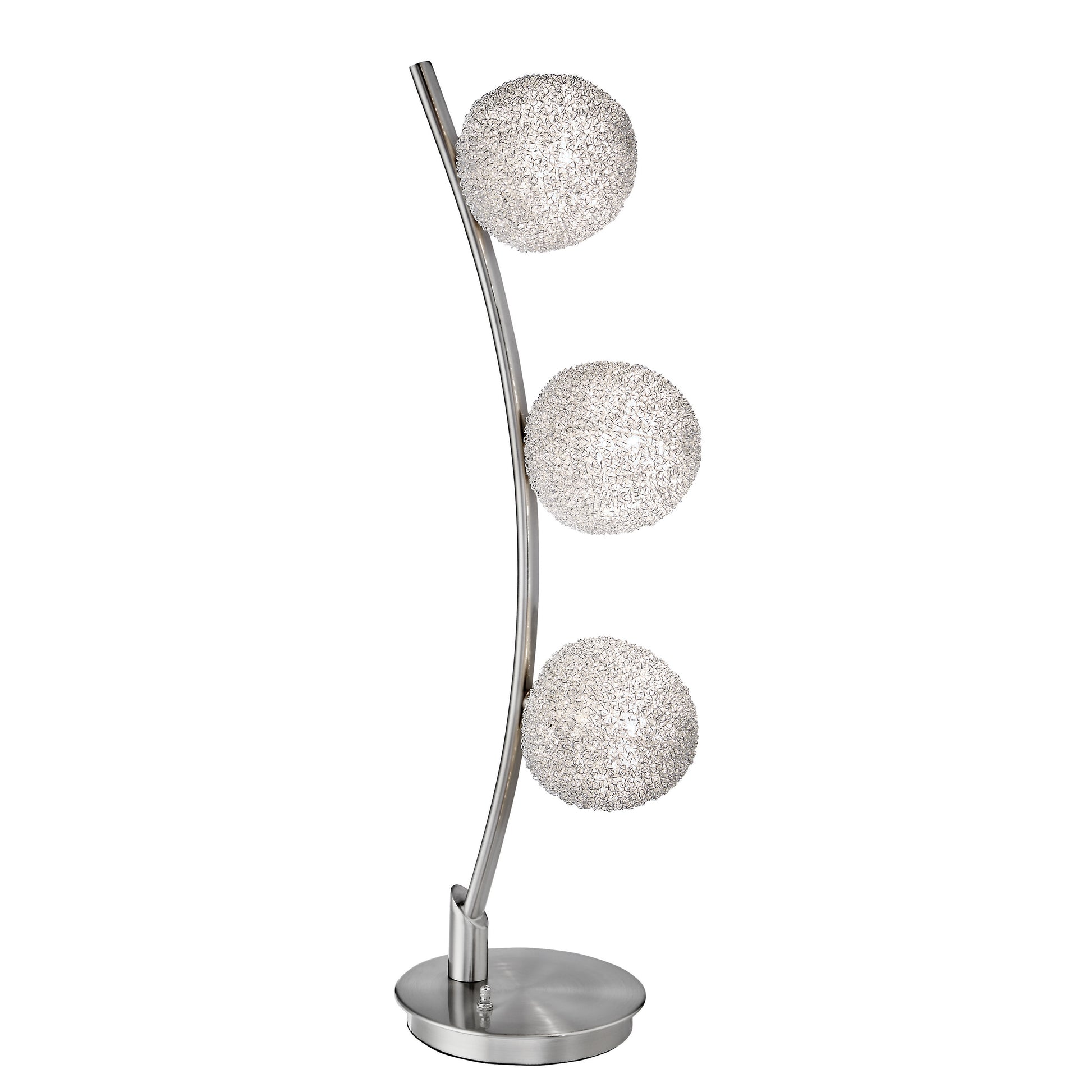 Modern Home Decor Table Light 1Pc Curved Stand Satin Nickel Finish Bedroom Living Room, 3 Wire Wrapped Balls Nickel Table&Floor Lamps Luxury,Modern,Ultra Modern Metal