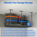 4X6Ft Overhead Garage Storage Rack,Adjustable Garage Storage Organization Systerm,Heavy Duty Metal Garage Ceiling Storage Racks,560Lbs Weight Capacity,Black Black Metal