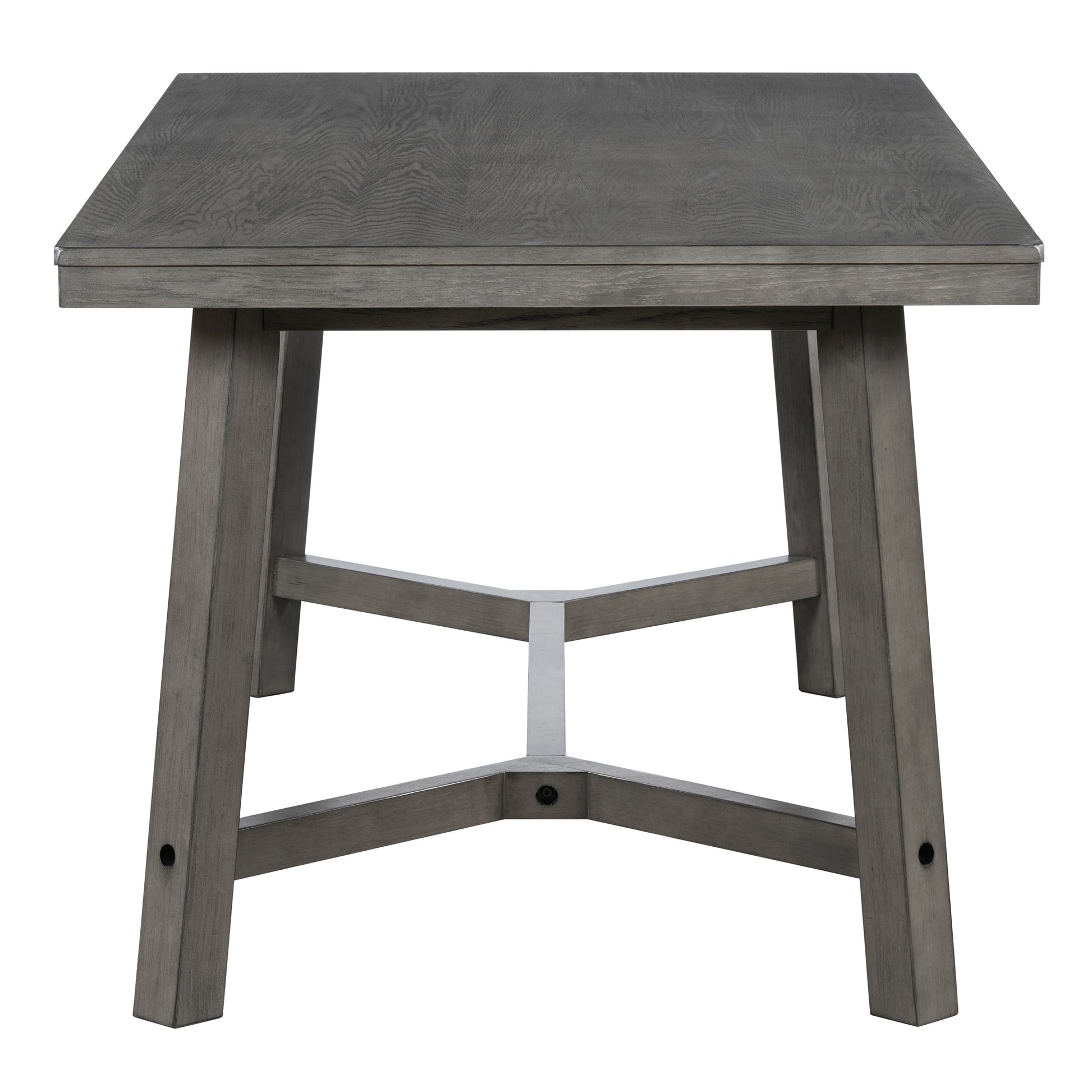 6 Piece Retro Farmhouse Style Dining Set, Rectangular Table And 4 Upholstered Chairs With Rattan And Bench For Dining Room And Kitchen Gray Gray Solid Wood Mdf