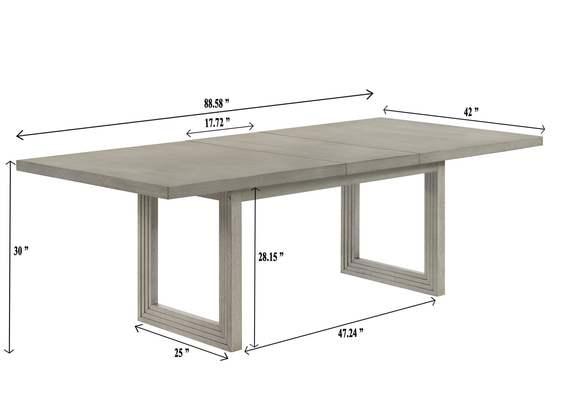 6Pc Contemporary Dining Set Double Pedestal Rectangular 18"Leaf Table Light Gray Fabric Upholstery Chair Bench Wooden Dining Room Furniture Wood Wood Light Gray Seats 6 Wood Dining Room Extendable Contemporary,Transitional Rectangular Trestle Rectangular