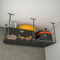 4X8Ft Overhead Garage Storage Rack,Adjustable Garage Storage Organization Systerm,Heavy Duty Metal Garage Ceiling Storage Racks,660Lbs Weight Capacity,Black Black Iron