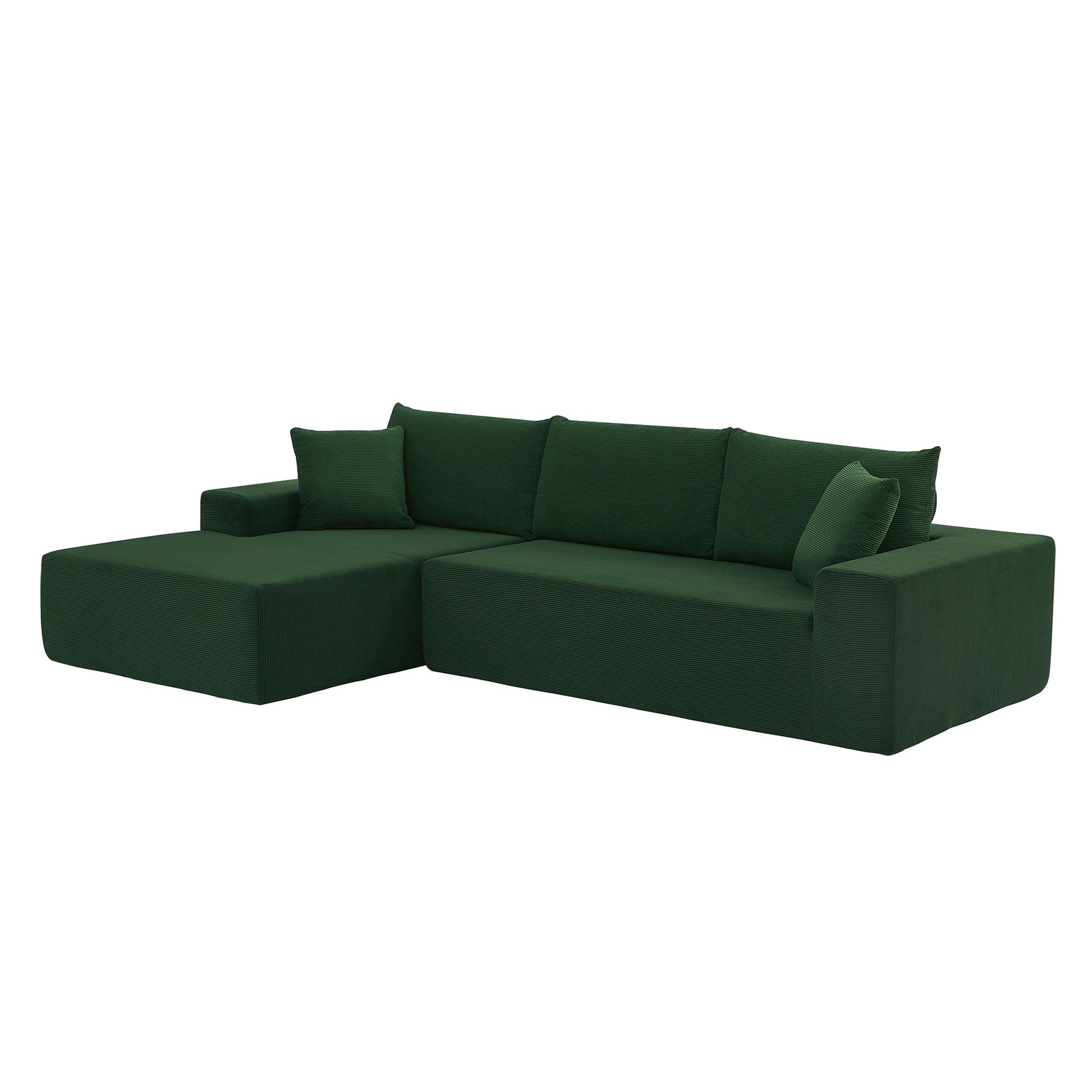 Sectional Corduroy Couch Covers 2 Pcs L Shape Sectional Sofa Couches For Living Room, Bedroom, Salon For Left Chaise,Drak Green. Dark Green Corduroy 3 Seat