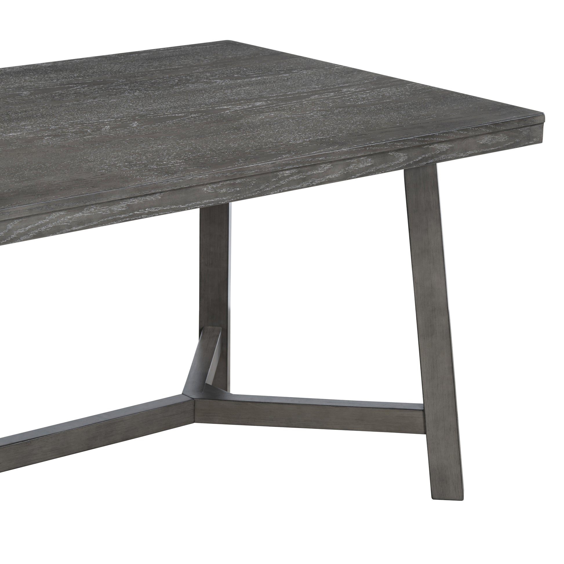 6 Piece Retro Farmhouse Style Dining Set, Rectangular Table And 4 Upholstered Chairs With Rattan And Bench For Dining Room And Kitchen Gray Gray Solid Wood Mdf