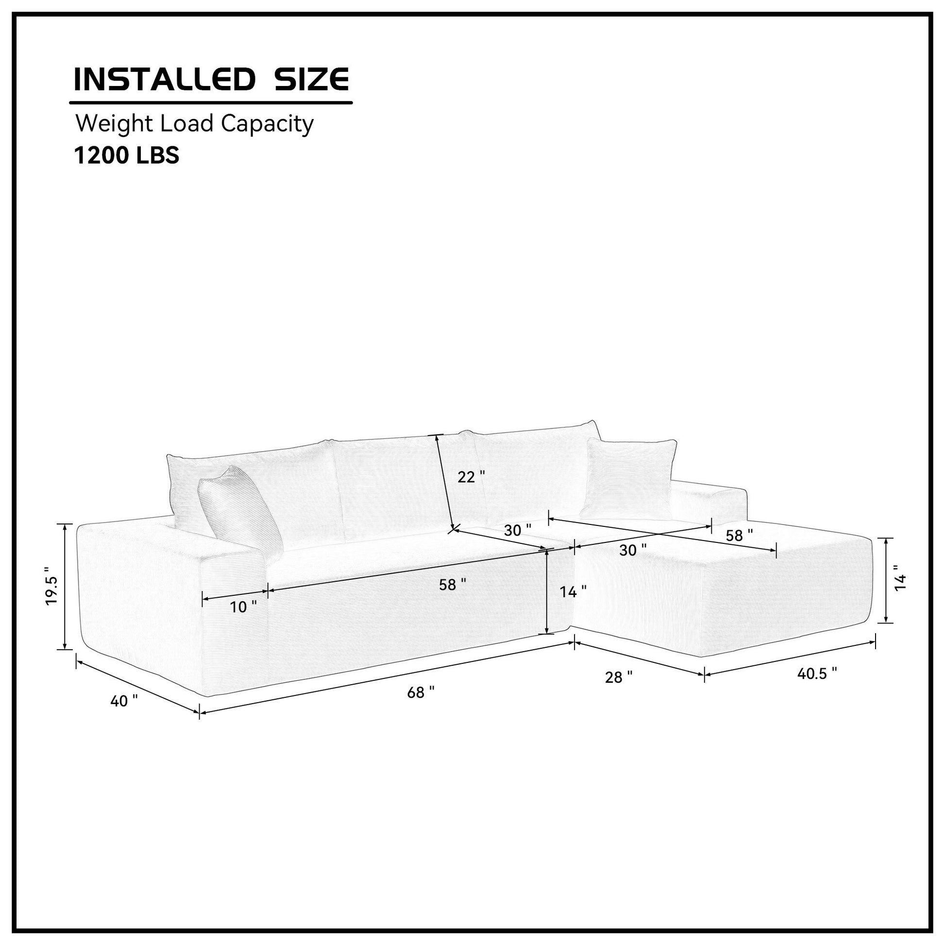 L Shape Sectional Sofa Corduroy Couches Modular Sectional Living Room Sofa Set Upholstered Sleeper Sofa For Living Room, Bedroom, Salon,.Grey Gray Corduroy 3 Seat