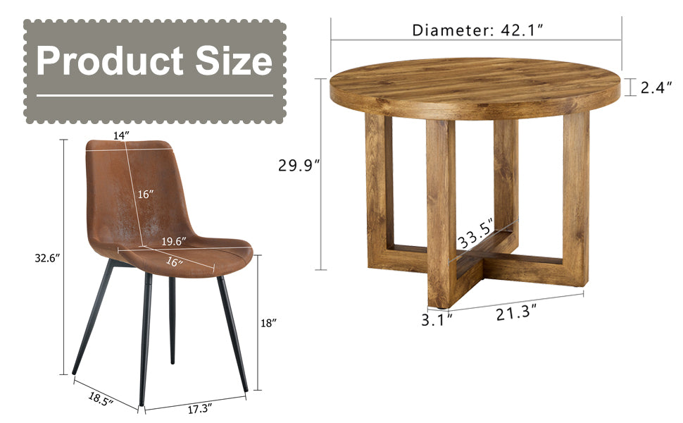 A Modern And Practical Circular Dining Table. Made Of Mdf Tabletop And Wooden Mdf Table Legs.A Set Of 4 Brown Cushioned Chairs In A Modern Medieval Style Restaurant. Ct 403B0502A Natural Wood Mdf