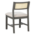 6 Piece Retro Farmhouse Style Dining Set, Rectangular Table And 4 Upholstered Chairs With Rattan And Bench For Dining Room And Kitchen Gray Gray Solid Wood Mdf