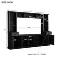 Minimalist Entertainment Wall Unit Set With Bridge For Tvs Up To 70'', Large Storage Space Tv Stand With Adjustable Shelves, Modernist Large Media Console For Living Room, Black Black 70 79 Inches Particle Board