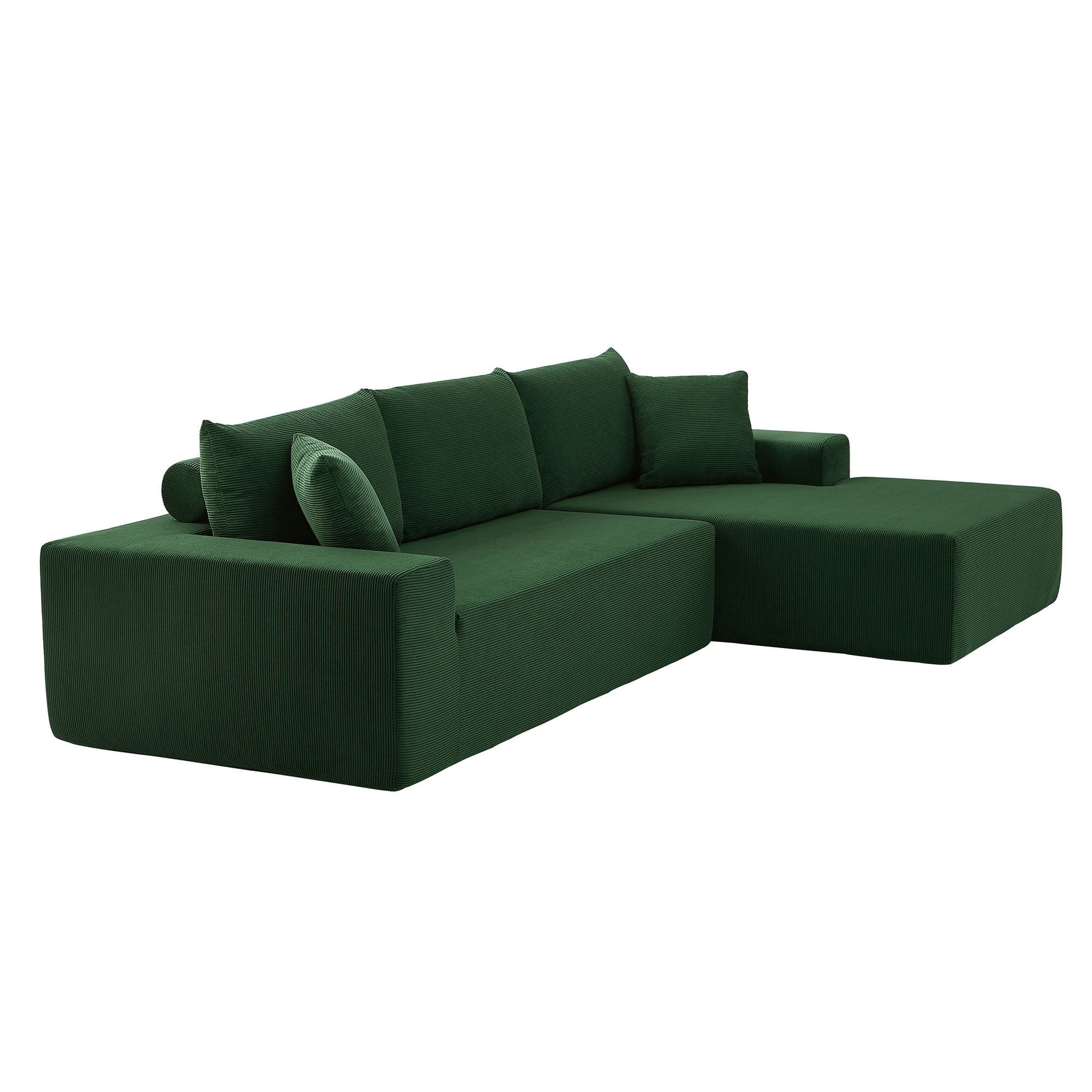 Sectional Sofa Set Separate L Shaped Corduroy Couch Cover For Both Left Right Couch Seat And Back: 1 Chaise 2 Sofa Seater ,Dark Green. Green Corduroy 3 Seat