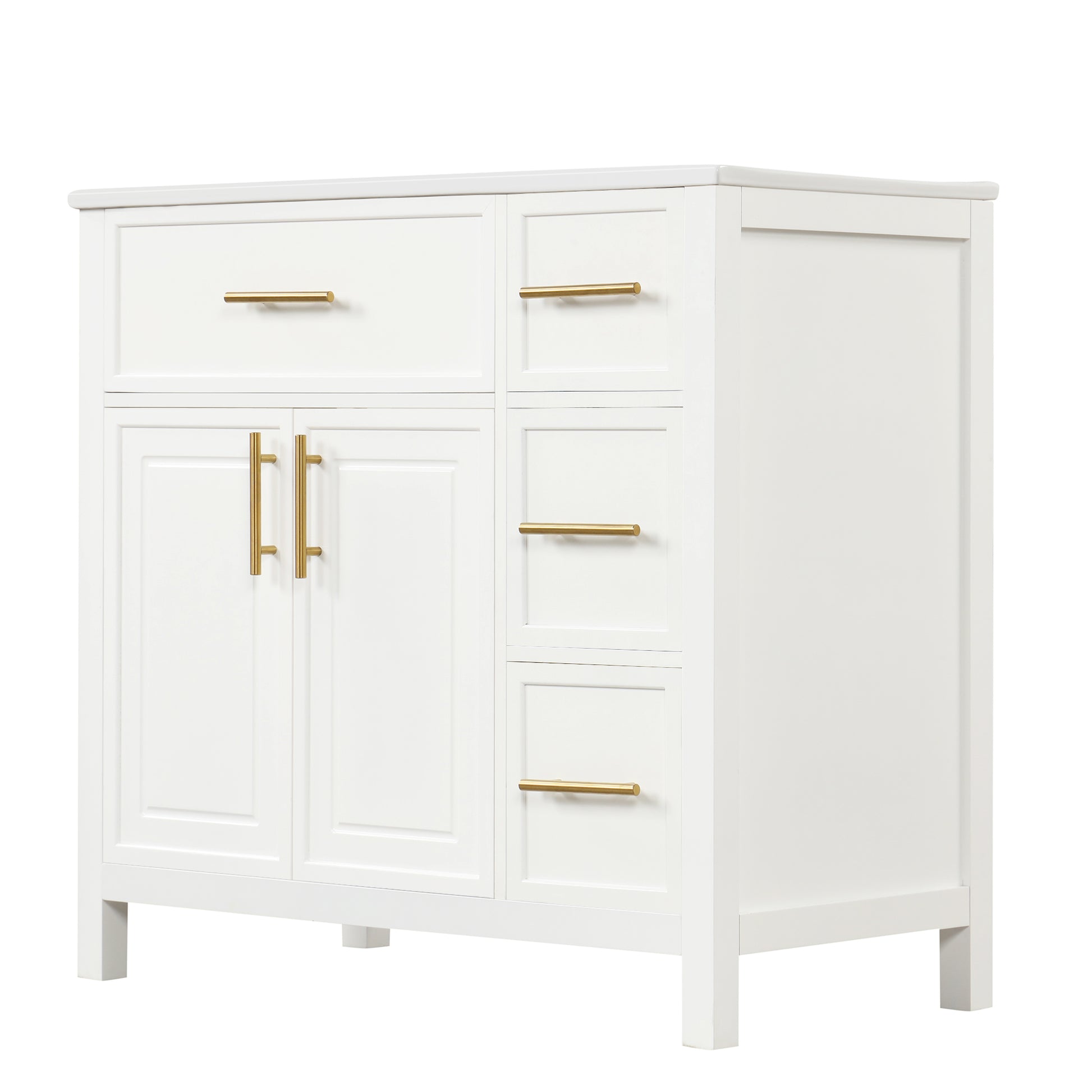 36" Bathroom Vanity With Sink Top, Bathroom Vanity Cabinet With Two Doors And Three Drawers, Solid Woodmdf Boards ,One Package, White Old Sku:Wf319757Aak White Solid Wood Mdf