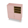 Storage Cabinet With Door, Multifunctional Storage Cabinet, Modern Sideboard Cabinet, Wooden Storage Cabinet, Leather Handle Drawer Cabinet, Home Storage Cabinet, Office Cabinet Pink Solid Wood Mdf