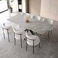 Extendable Dining Table Table Set For 6 8 Person For Dining Room,Curved Backrest Round Upholstered Soft Padded Armless Dining Chairs And Very Large Dining Room Table Kitchen Table Chair Set Grey White Mdf Metal