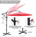 9 Ft Offset Hanging Market Patio Umbrella W Easy Tilt Adjustment For Backyard, Poolside, Lawn And Garden, Red Red Polyester