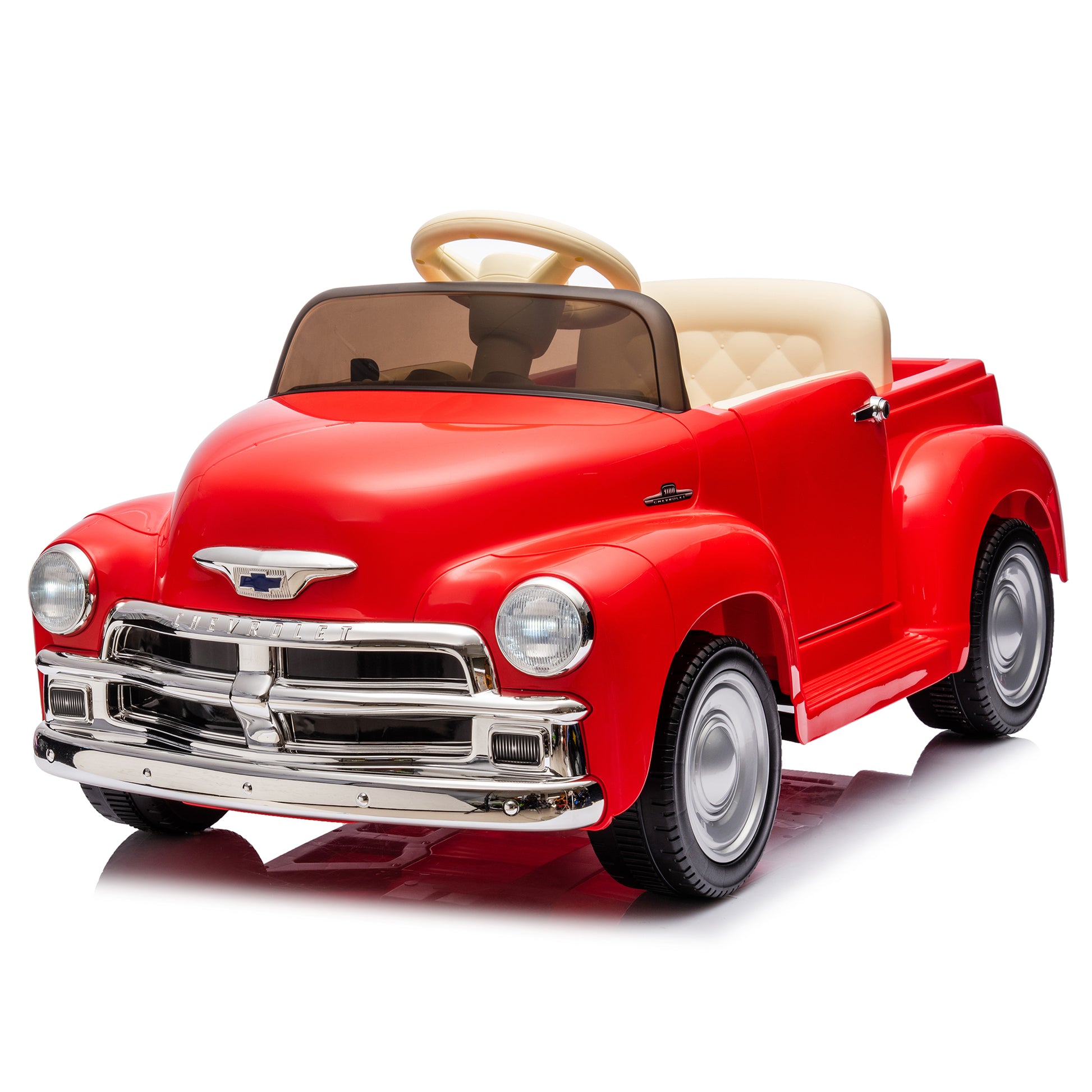 12V Kids Ride On Truck Car W Parents Control, Licensed Chevrolet 3100 Pickup,Electric Car For Kid,Vintage Modeling,3 Speeds,Led Lights,Bluetooth,Usb,High Power Up To 3.11 Mph,Age 3 Red Polypropylene