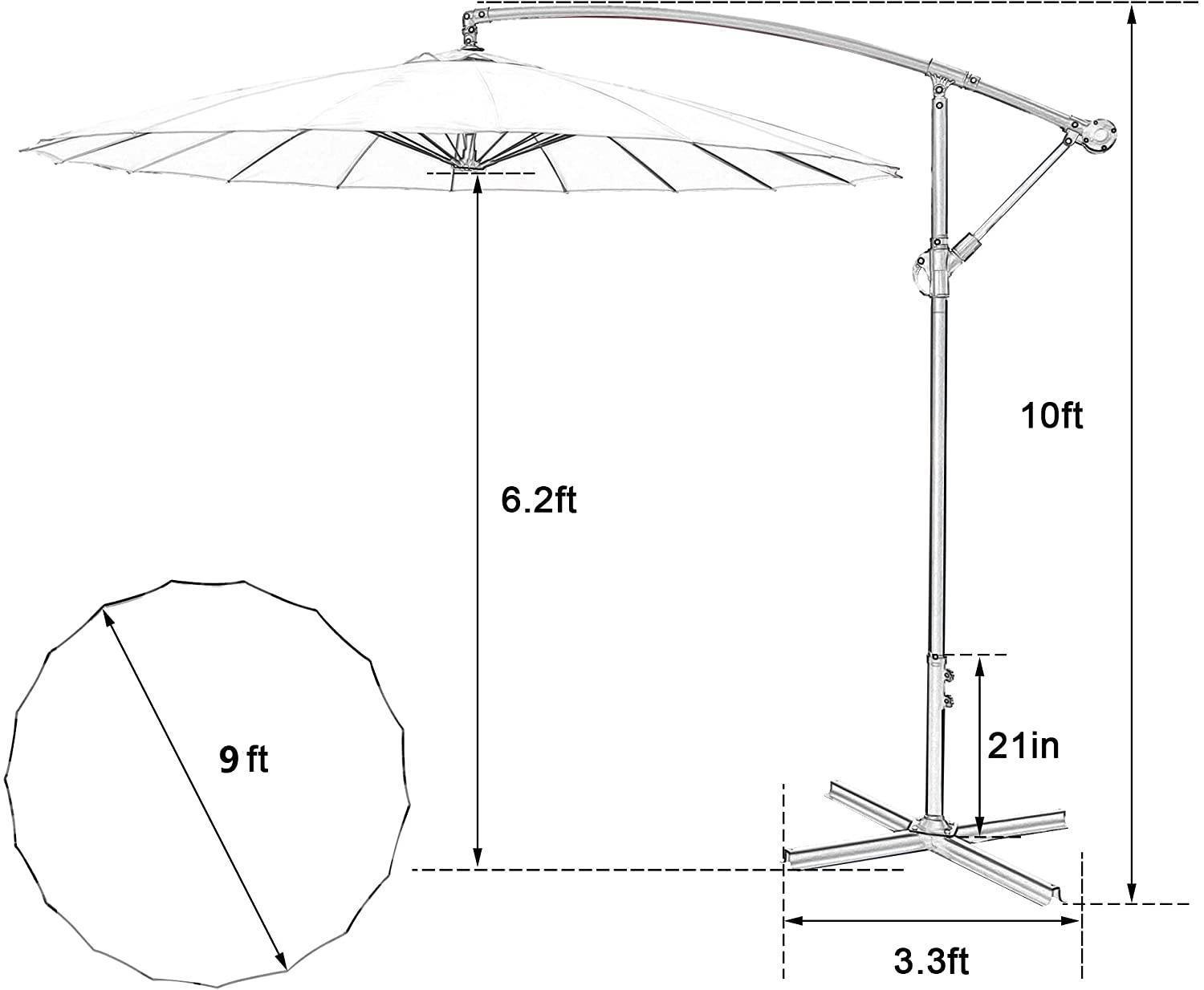 9 Ft Offset Hanging Market Patio Umbrella W Easy Tilt Adjustment For Backyard, Poolside, Lawn And Garden, Red Red Polyester