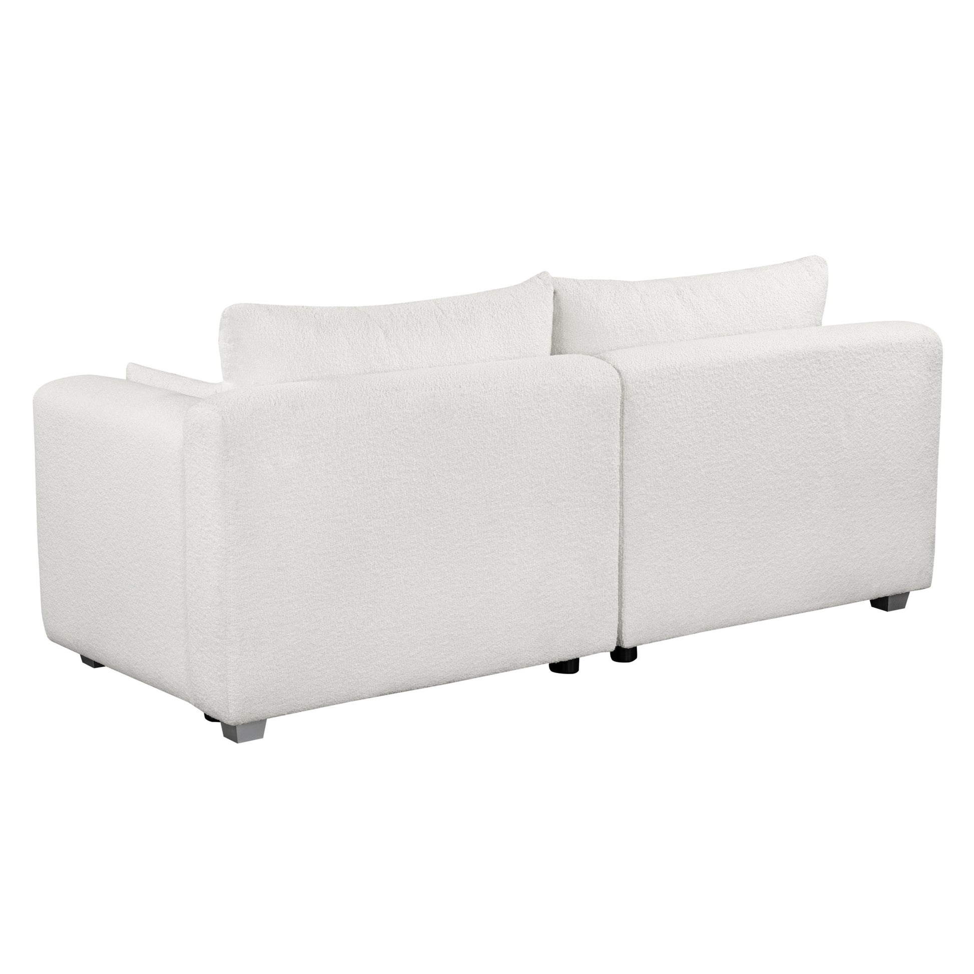 82*36" Modern Loop Yarn Fabric Sofa, One Piece Seat Frame, Minimalist 2 3 Seat Couch Easy To Install, Loveseats With Extra Wide Domed Arms For Living Room, Bedroom, Apartment, Office 2 Pillows White Fabric