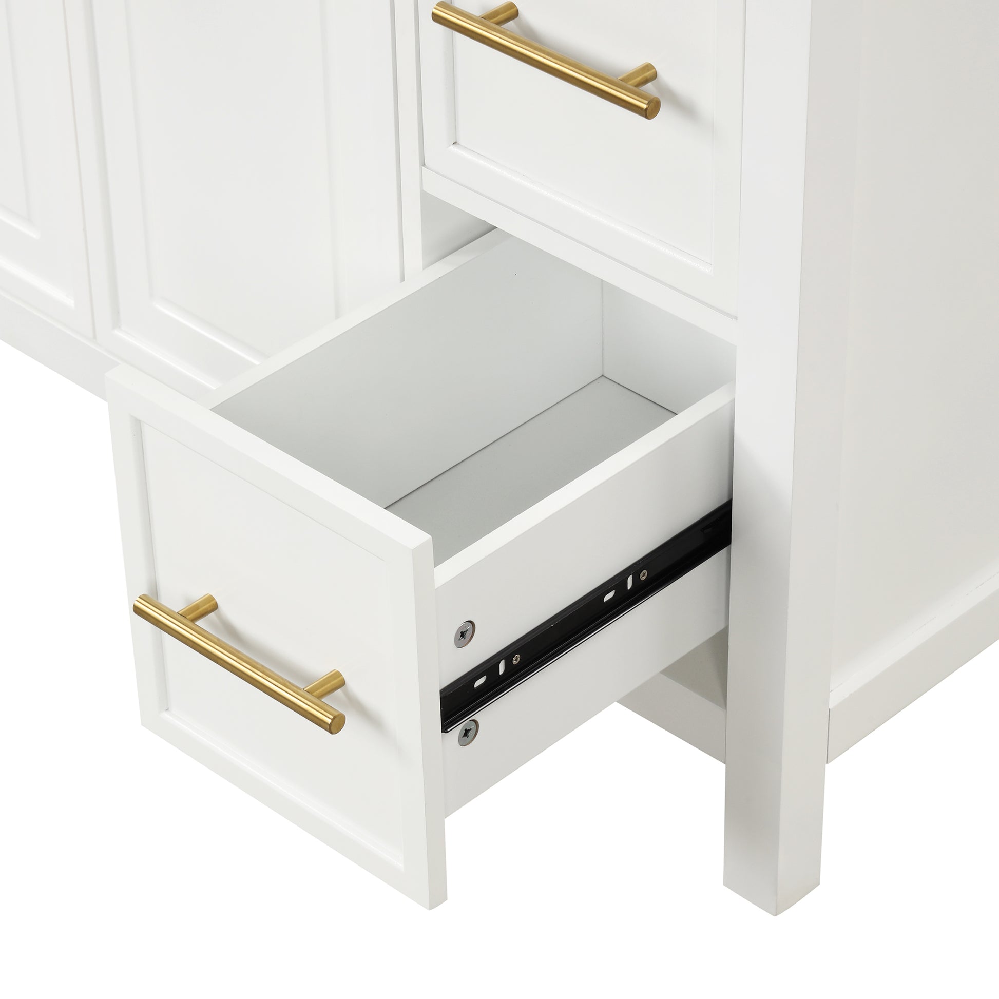 36" Bathroom Vanity With Sink Top, Bathroom Vanity Cabinet With Two Doors And Three Drawers, Solid Woodmdf Boards ,One Package, White White Solid Wood Mdf