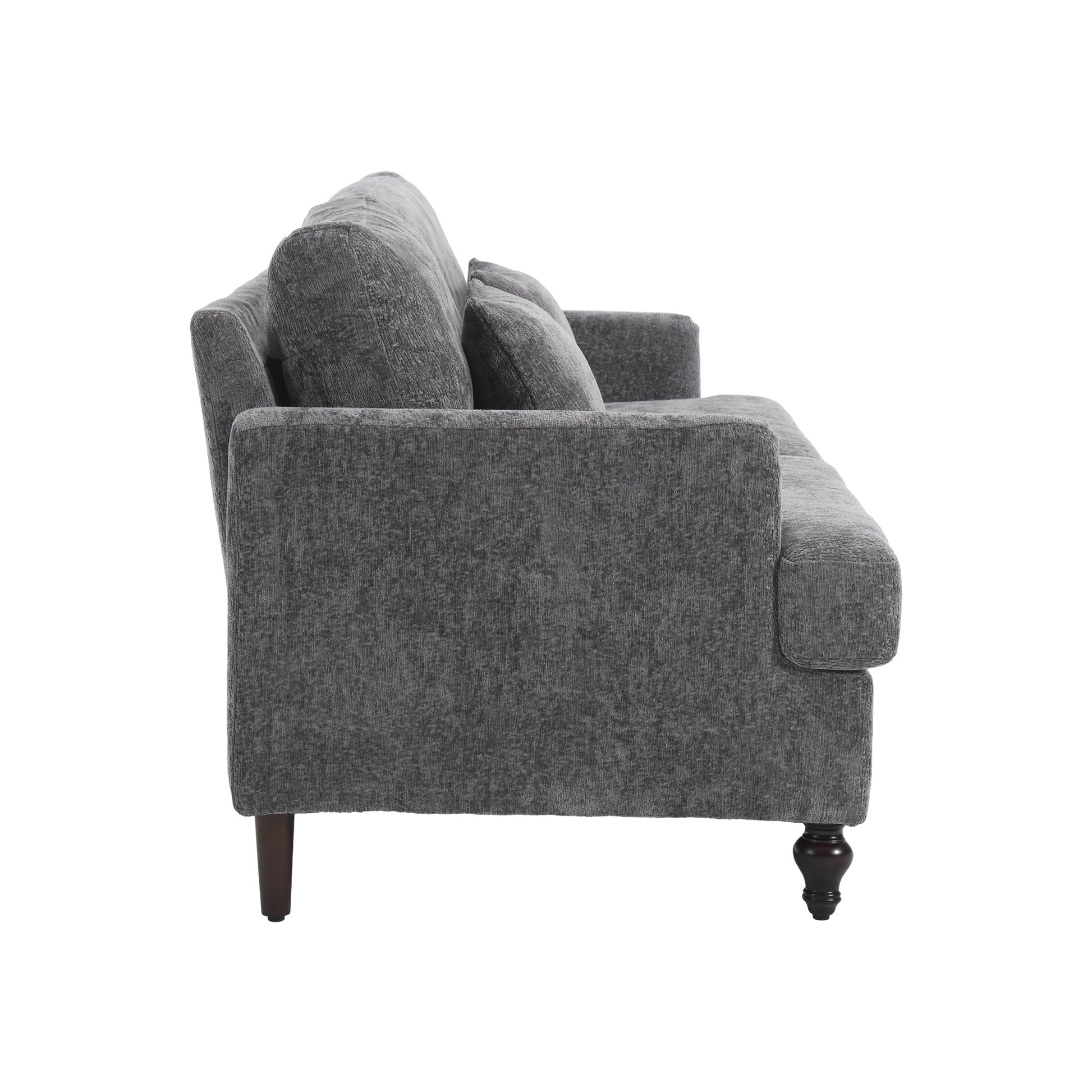 Coolmore Mid Century Modern Chenille Fabric Loveseat Sofa, 2 Seat Upholstered Loveseat Sofa Modern Couch For Living Room,Brown Wood Feet Sofa For Bedroom, Reading Gray Chenille Gray Chenille 2 Seat