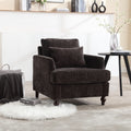 Coolmore Wood Frame Armchair, Modern Accent Chair Lounge Chair For Living Room,Tufted Club Chair, Mid Century Modern Arm Chairs With Studded, Solid Wood Frame, For Bedroom, Reading Black Chenille Black Chenille