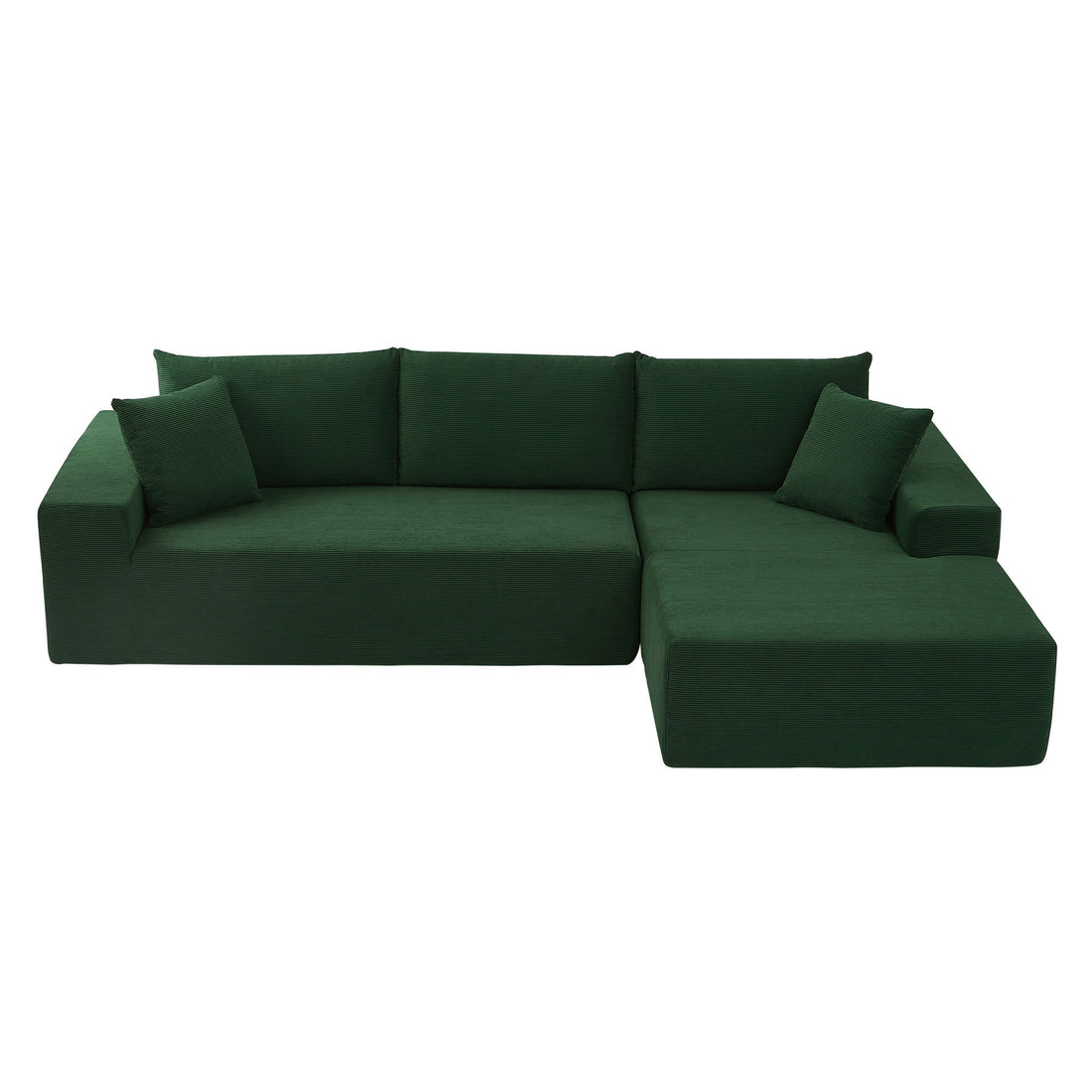 Sectional Sofa Set Separate L Shaped Corduroy Couch Cover For Both Left Right Couch Seat And Back: 1 Chaise 2 Sofa Seater ,Dark Green. Green Corduroy 3 Seat