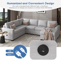 Sectional Sleeper Sofa With Pull Out Bed And Lounge Chair, Usb And Type C Interfaces, Suitable For Living Room, Office, And Spacious Spaces Gray Polyester
