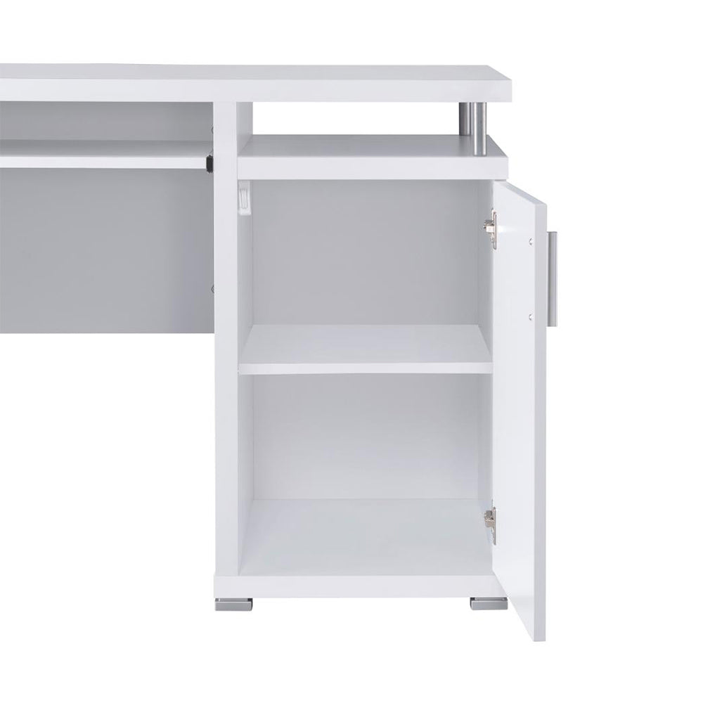 55 Inch Office Computer Desk With2 Drawers In White White Mdf Metal