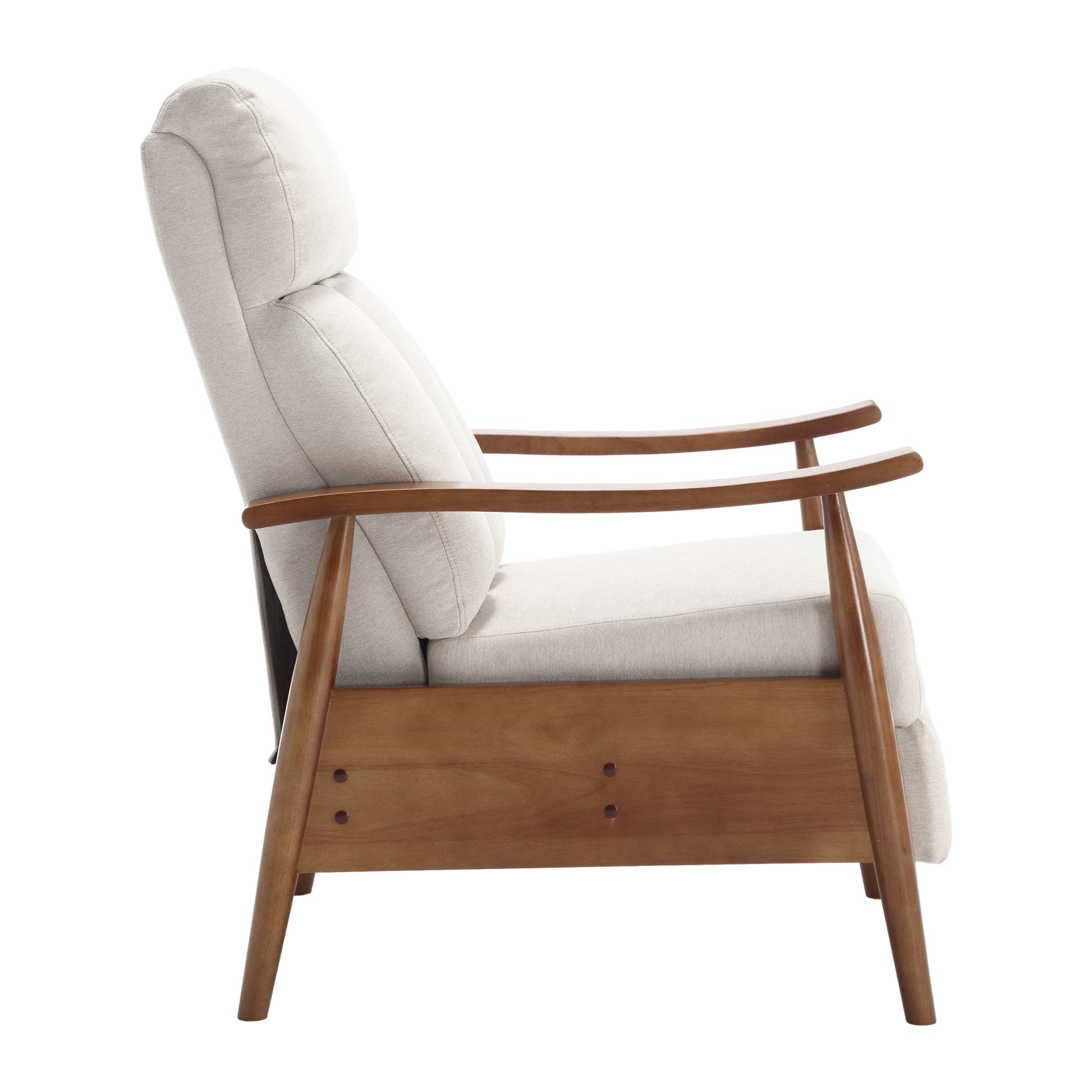 Coolmore Wood Frame Armchair, Modern Accent Chair Lounge Chair For Living Room Beige Linen