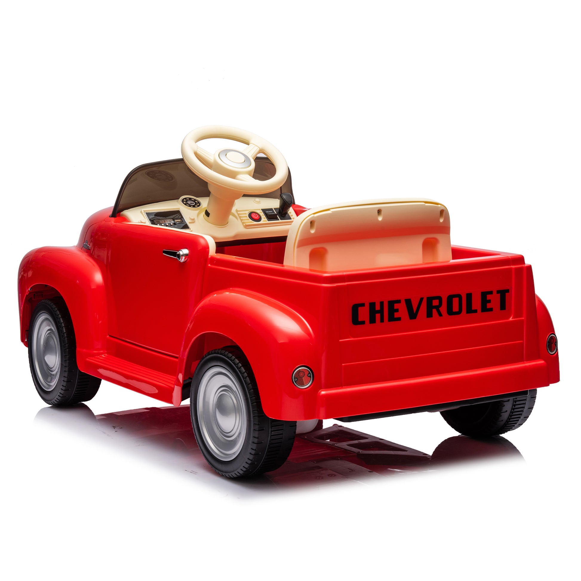 12V Kids Ride On Truck Car W Parents Control, Licensed Chevrolet 3100 Pickup,Electric Car For Kid,Vintage Modeling,3 Speeds,Led Lights,Bluetooth,Usb,High Power Up To 3.11 Mph,Age 3 Red Polypropylene