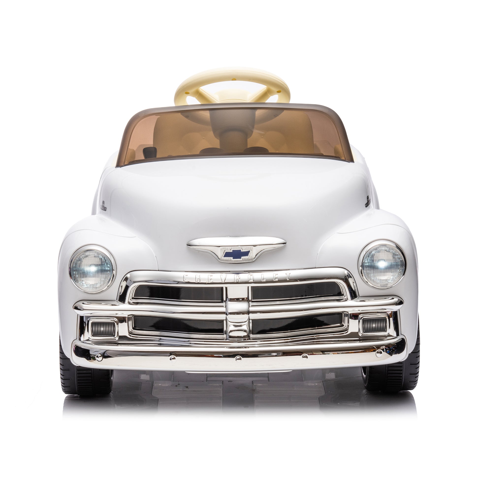 12V Kids Ride On Truck Car W Parents Control, Licensed Chevrolet 3100 Pickup,Electric Car For Kid,Vintage Modeling,3 Speeds,Led Lights,Bluetooth,Usb,High Power Up To 3.11 Mph,Age 3 White Polypropylene