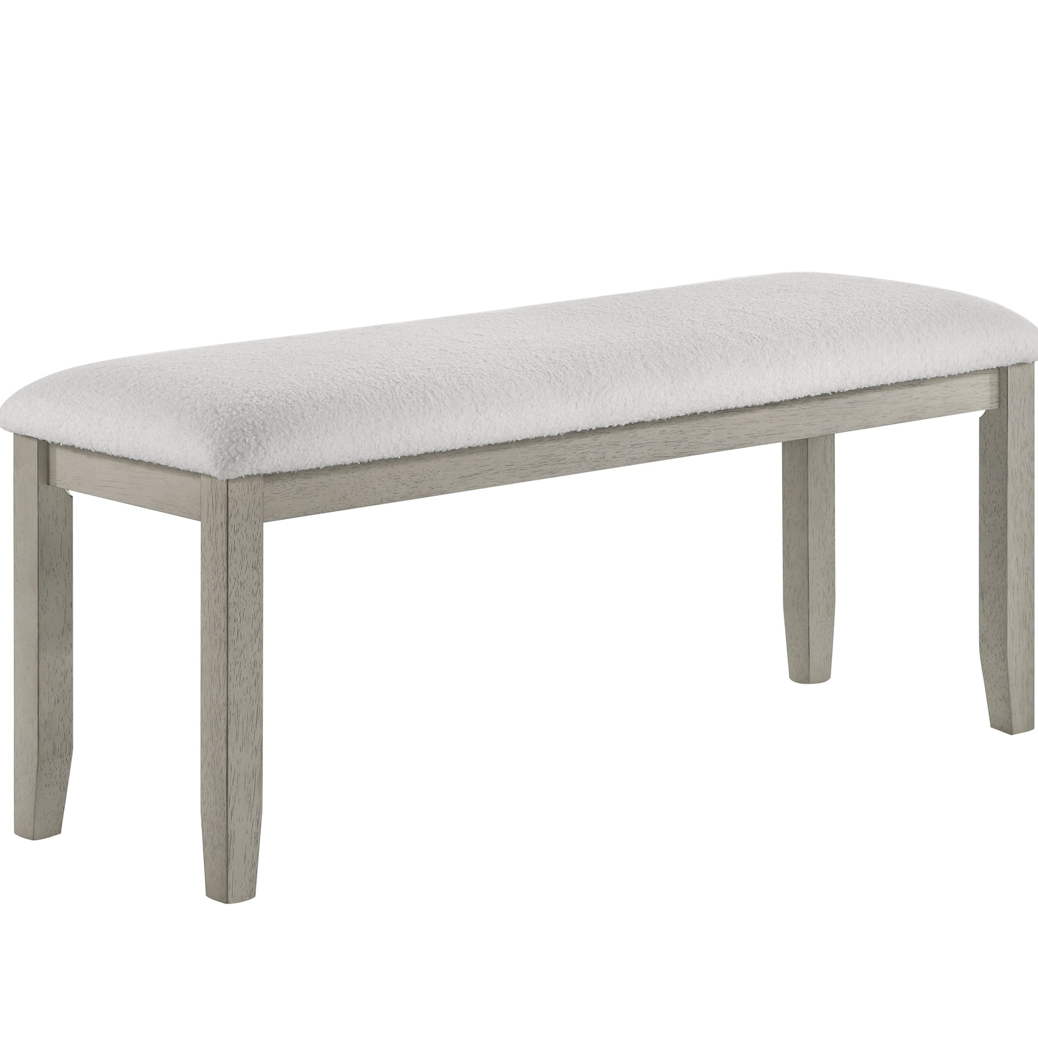 1Pc Gray Finish Standard Height Dining Bench White Fabric Upholstered Seat Tapered Legs Contemporary Transitional Style Dining Room Wooden Furniture Antique Gray Gray Dining Room Rectangular White