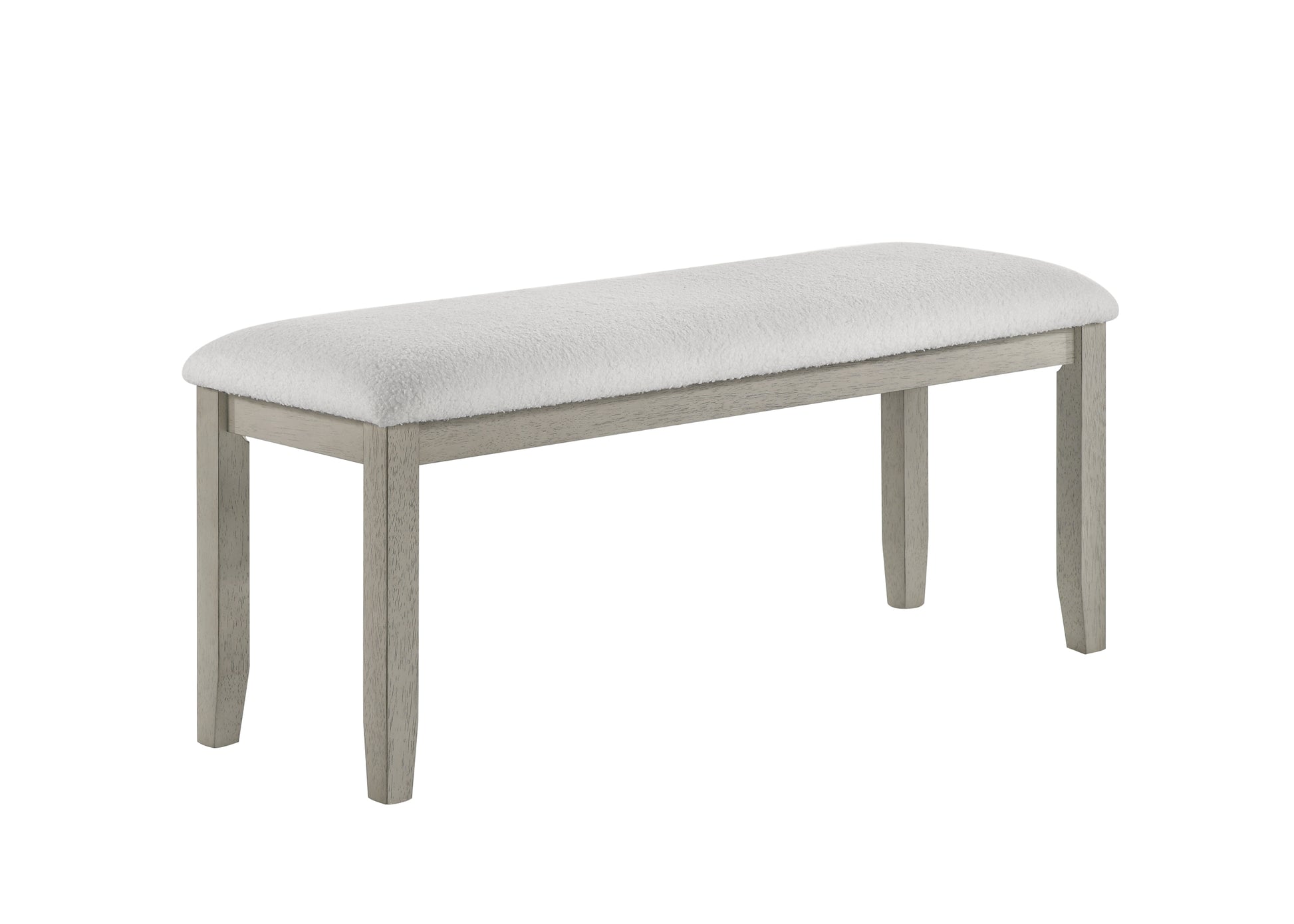 1Pc Gray Finish Standard Height Dining Bench White Fabric Upholstered Seat Tapered Legs Contemporary Transitional Style Dining Room Wooden Furniture Antique Gray Gray Dining Room Rectangular White