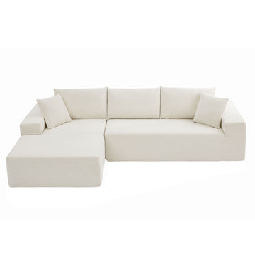 Modern Minimalist Style Corduroy Couch, Upholstered Sleeper Sofa For Living Room, Bedroom, Salon, 2 Pc Free Combination, L Shape, Right Hand Facing Sectional Sofa Beige Corduroy 3 Seat
