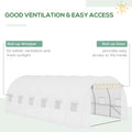 Outsunny 19.7' X 9.8' X 6.6' Plastic Greenhouse Cover Replacement, Heavy Duty Waterproof Tarp For Hoop House, Sheeting With 12 Windows, Door & Reinforcement Grid, White White Polyethylene