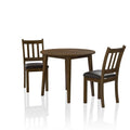 Cozy 3Pc Dining Set Round Dining Table And 2X Side Chairs Walnut, Dark Brown Transitional Solid Wood Dining Room Furniturepadded Seat Wood Walnut Brown Slat Back Seats 2 Wood Dining Room Solid Wood