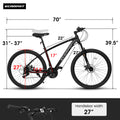 A2757 27 Inch Mountain Bike 21 Speeds, Suspension Fork, Aluminum Frame Disc Brake For Unisex Mountain Bikes Cycling Black Without Anti Slip Garden & Outdoor American Design Multifunctional Aluminium