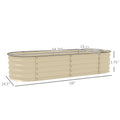 Outsunny 4.9' X 2' X 1' Galvanized Raised Garden Bed Kit, Outdoor Metal Elevated Planter Box With Safety Edging, Easy Diy Stock Tank For Growing Flowers, Herbs & Vegetables, Cream White Steel