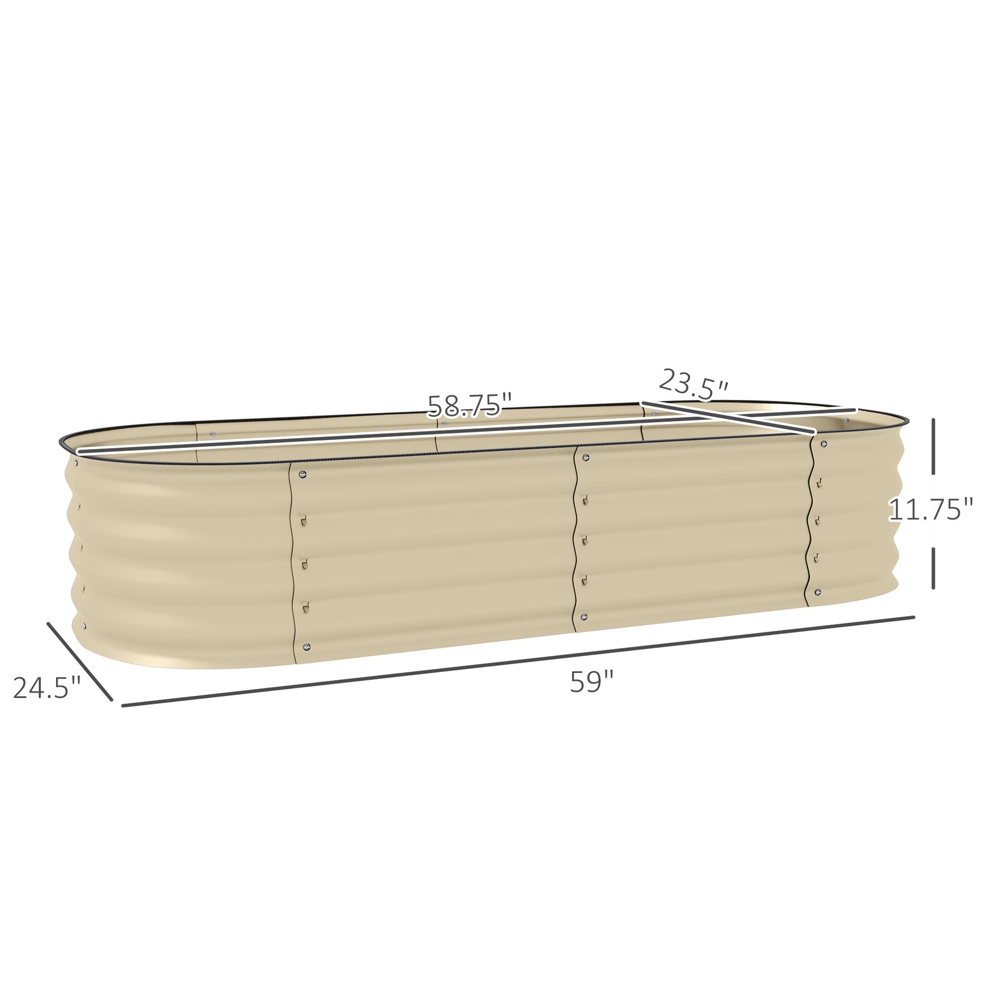 Outsunny 4.9' X 2' X 1' Galvanized Raised Garden Bed Kit, Outdoor Metal Elevated Planter Box With Safety Edging, Easy Diy Stock Tank For Growing Flowers, Herbs & Vegetables, Cream White Steel