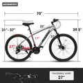 A2757 27 Inch Mountain Bike 21 Speeds, Suspension Fork, Aluminum Frame Disc Brake For Unisex Mountain Bikes Cycling Grey Without Anti Slip Garden & Outdoor American Design Multifunctional Aluminium