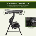 Outsunny 3 Seat Patio Swing Chair, Outdoor Swing Glider With Adjustable Canopy, Removable Thicken Cushion, And Weather Resistant Steel Frame, For Garden, Poolside, Backyard, Black Black Steel