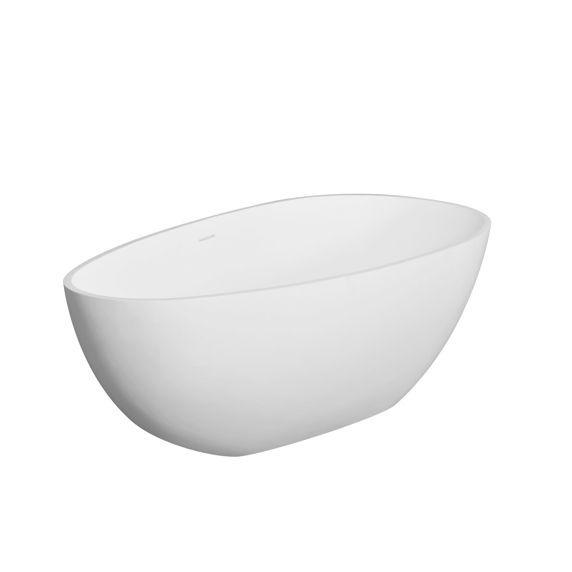 66.9 Inch Freestanding Solid Surface Soaking Bathtub For Bathroom Matte White Oval Bathroom Freestanding Tubs Matte 61 69 In Contemporary,Luxury,Minimalist,Modern Soaking Center Solid Surface